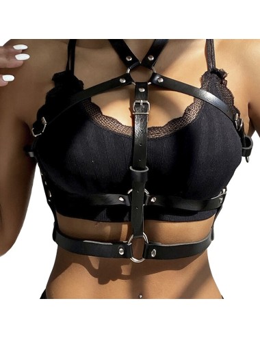 SUBBLIME - LEATHER RING CHEST HARNESS BLACK ONE SIZE