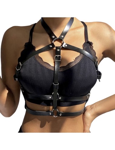 SUBBLIME - LEATHER RING CHEST HARNESS BLACK ONE SIZE