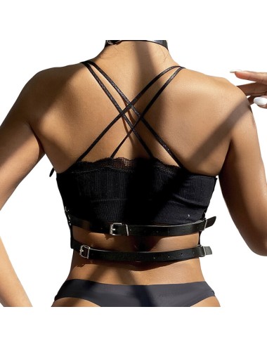 SUBBLIME - LEATHER RING CHEST HARNESS BLACK ONE SIZE