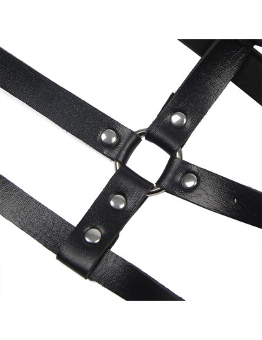 SUBBLIME - LEATHER RING CHEST HARNESS BLACK ONE SIZE
