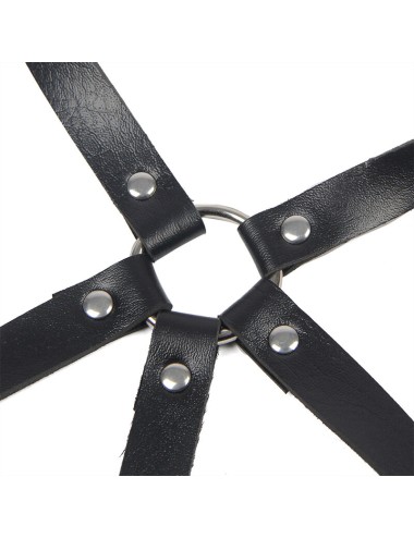 SUBBLIME - LEATHER RING CHEST HARNESS BLACK ONE SIZE