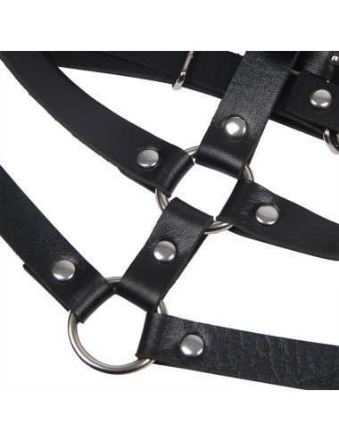SUBBLIME - LEATHER RING CHEST HARNESS BLACK ONE SIZE
