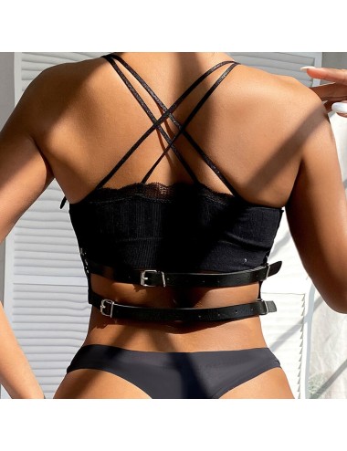 SUBBLIME - LEATHER RING CHEST HARNESS BLACK ONE SIZE