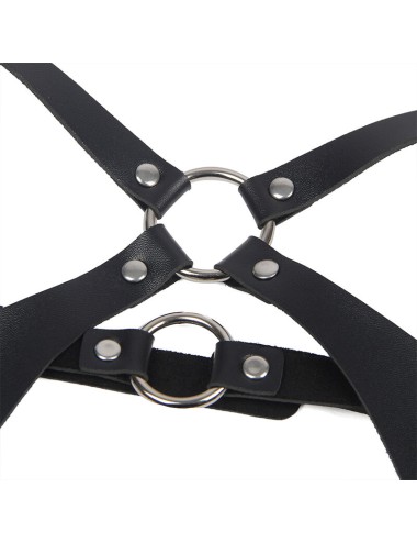 SUBBLIME - FULL BODY HARNESS WITH LEATHER BUCKLES BLACK ONE SIZE