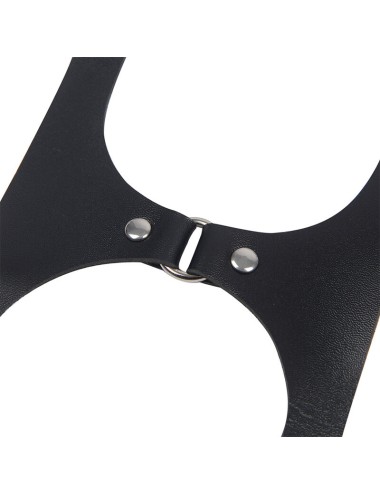 SUBBLIME - FULL BODY HARNESS WITH LEATHER BUCKLES BLACK ONE SIZE