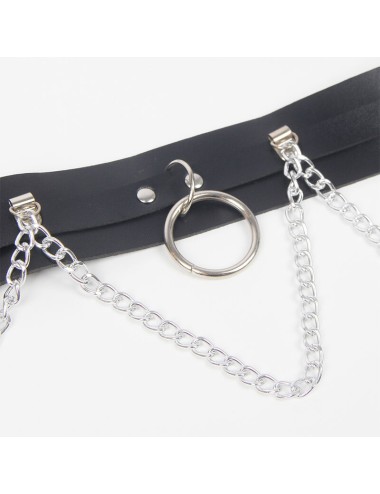 SUBBLIME - BELT AND GARTER HARNESS WITH RINGS AND CHAINDETAIL ONE SIZE