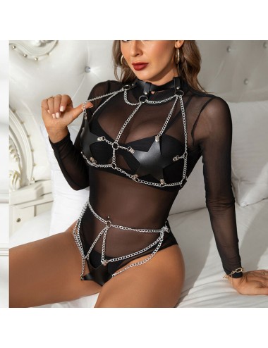 SUBBLIME - FULL BODY HARNESS WITH STAR CHAINDETAIL ONE SIZE