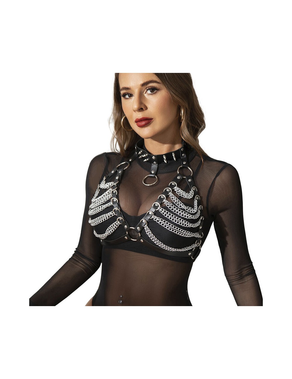 SUBBLIME - HARNESS BRA AND NECKLACE WITH CHAINS ONE SIZE SUBBLIME - HARNESS BRA AND NECKLACE WITH CHAINS ONE SIZE