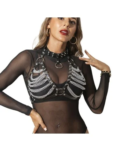 SUBBLIME - HARNESS BRA AND NECKLACE WITH CHAINS ONE SIZE