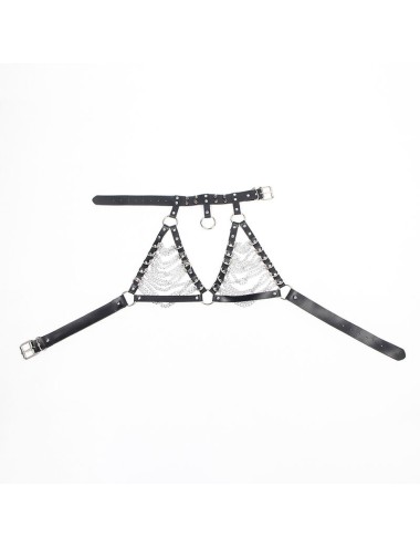 SUBBLIME - HARNESS BRA AND NECKLACE WITH CHAINS ONE SIZE