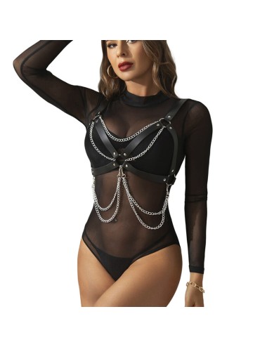 SUBBLIME - HARNESS BRA WITH CHAINDETAIL ONE SIZE