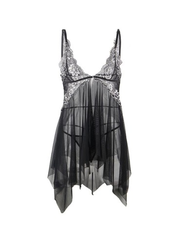 SUBBLIME - BABYDOLL FABRIC TULLE CHEST LACE L/XL