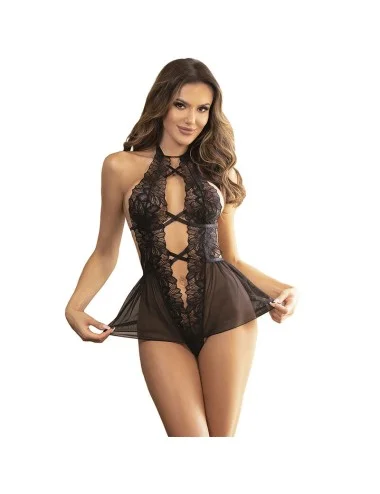 SUBBLIME - TEDDY HALTER NECK BARE BACK LACE BLACK S/M