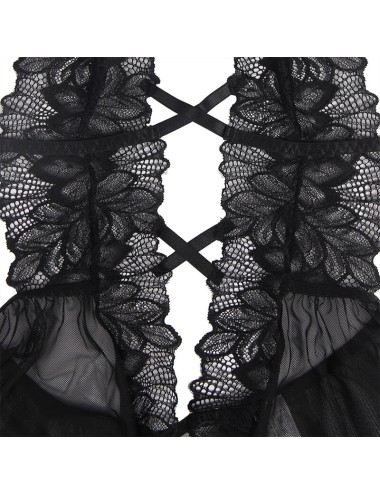 SUBBLIME - TEDDY HALTER NECK BARE BACK LACE BLACK S/M
