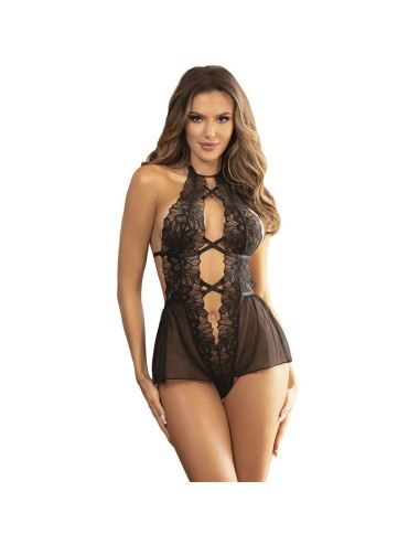 SUBBLIME - TEDDY HALTER NECK BARE BACK LACE BLACK L/XL