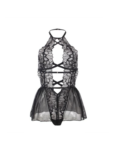 SUBBLIME - TEDDY HALTER NECK BARE BACK LACE BLACK L/XL