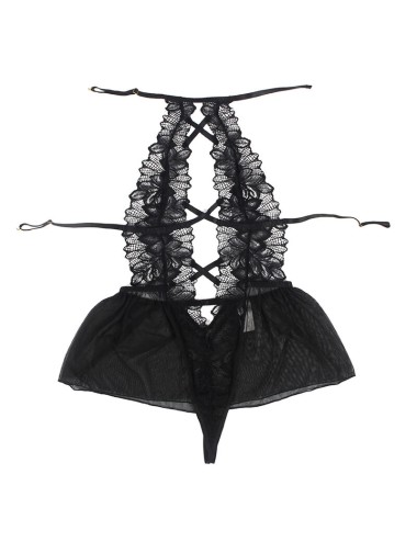 SUBBLIME - TEDDY HALTER NECK BARE BACK LACE BLACK L/XL