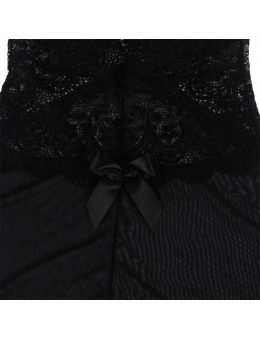 SUBBLIME - BABYDOLL TULLE FABRIC WITH LACE AND FLOWER DETAIL BLACK S/M