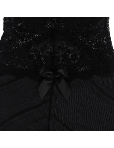 SUBBLIME - BABYDOLL TULLE FABRIC WITH LACE AND FLOWER DETAIL BLACK S/M