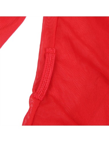 SUBBLIME - TRANSPARENT FABRIC ROBE WITH LACE DETAIL RED S/M