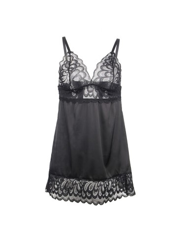 SUBBLIME - BABYDOLL WITH FLORAL PRINT CHEST BLACK S/M