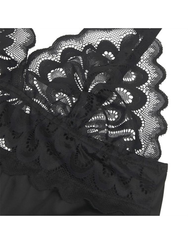 SUBBLIME - BABYDOLL WITH FLORAL PRINT CHEST BLACK S/M