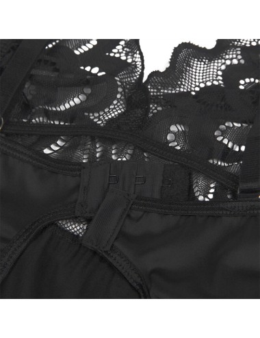 SUBBLIME - BABYDOLL WITH FLORAL PRINT CHEST BLACK S/M