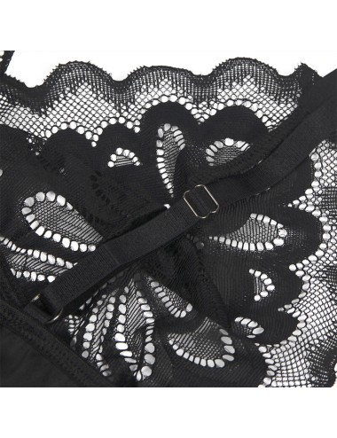 SUBBLIME - BABYDOLL WITH FLORAL PRINT CHEST BLACK S/M