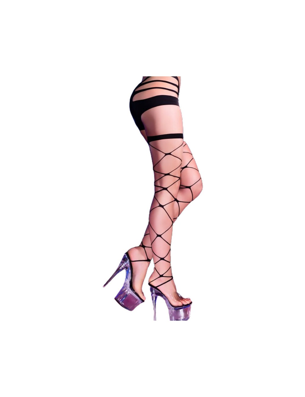 CHILIROSE - CR 4264 CABARET TIGHTS BLACK S/M