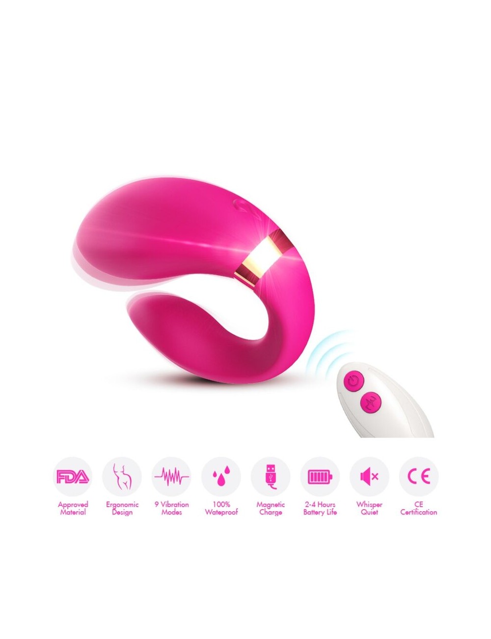 ARMONY - CRESCENT VIBRATOR FOR COUPLES REMOTE CONTROL FUCHSIA