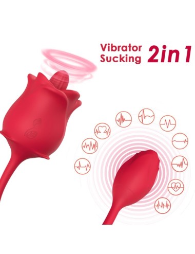 ARMONY - ROSE 2 IN 1 SUCTION STIMULATOR & VIBRATOR 10 MODES WITH RED TAIL