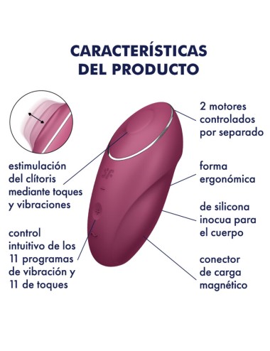 SATISFYER - TAP & CLIMAX 1 LAY-ON VIBRATOR RED