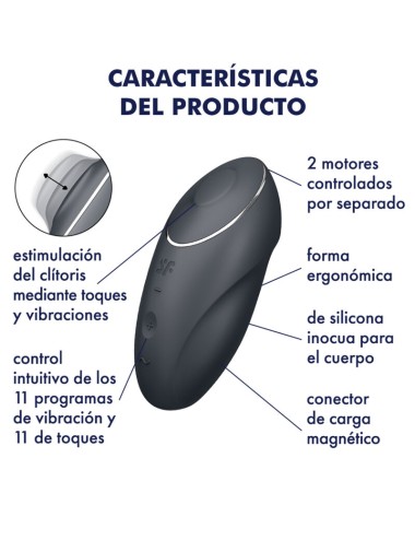 SATISFYER - TAP & CLIMAX 1 LAY-ON VIBRATOR BLACK