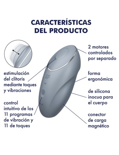 SATISFYER - TAP & CLIMAX 1 LAY-ON VIBRATOR GREY