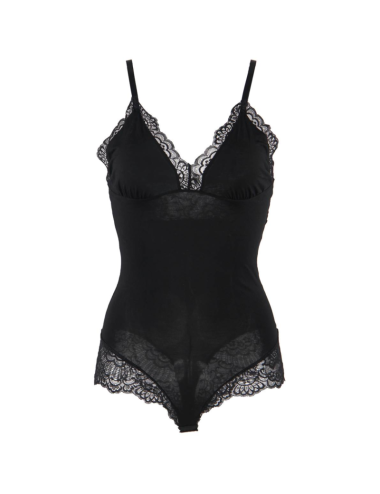 SUBBLIME - BLACK FLORAL LACE DETAIL TEDDY S/M