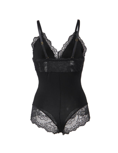 SUBBLIME - BLACK FLORAL LACE DETAIL TEDDY S/M