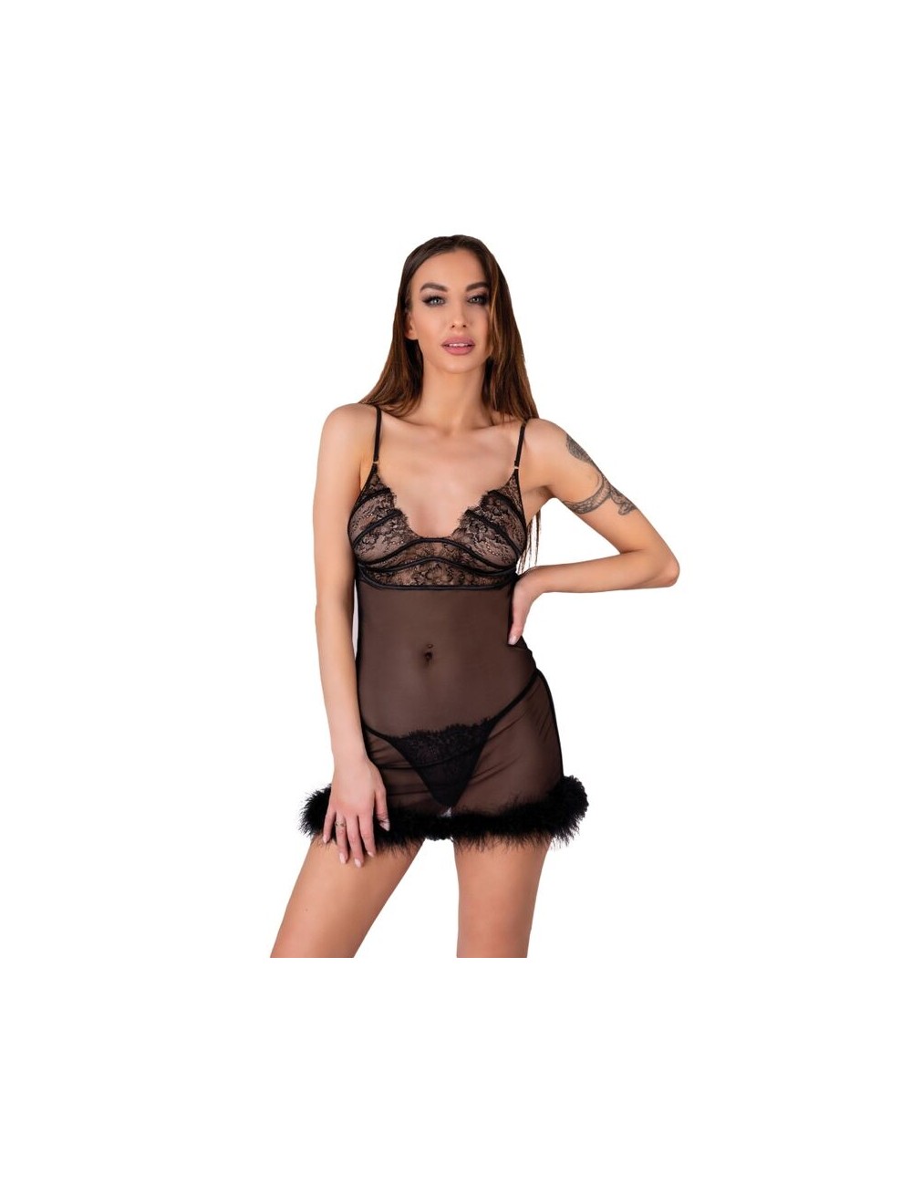 LIVCO CORSETTI FASHION - ZERUNAM SET BABYDOLL + BLACK THONG