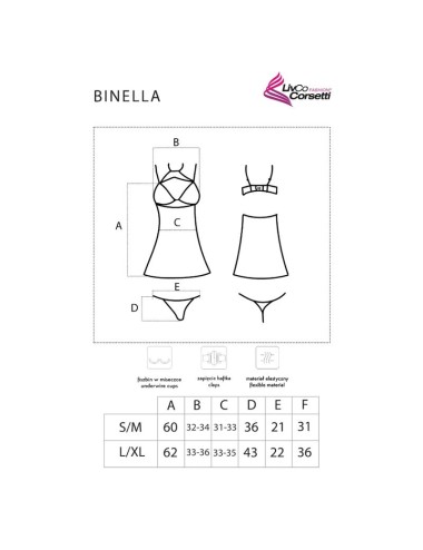 LIVCO CORSETTI FASHION - BINELLA SET BABYDOLL + THONG BLACK