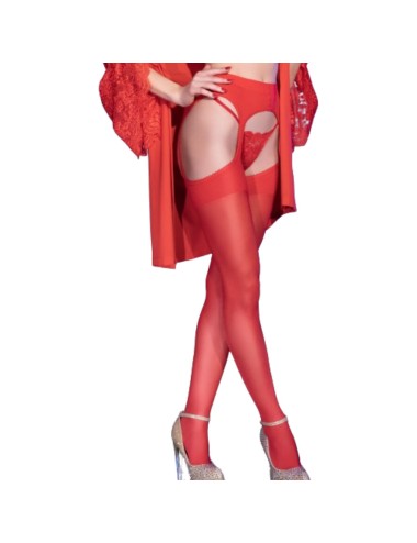 CHILIROSE - CR 4312 GARTER STOCKINGS RED S/M