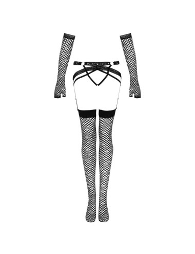 LIVCO CORSETTI FASHION - NEMALIA SET GARTER + STOCKINGS + GLOVES BLACK