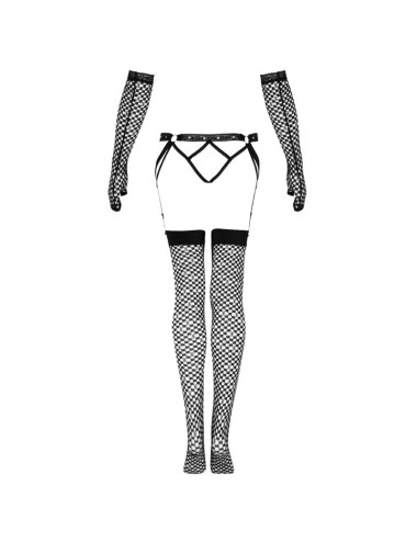 LIVCO CORSETTI FASHION - NEMALIA SET GARTER + STOCKINGS + GLOVES BLACK