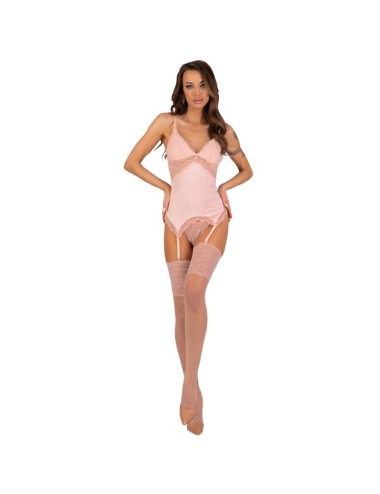 LIVCO CORSETTI FASHION - PERSINNE PEACH SET CORSET + PANTY + STOCKINGS