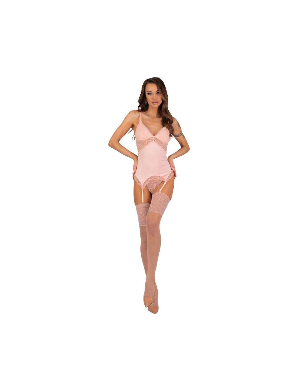 LIVCO CORSETTI FASHION - PERSINNE PEACH SET CORSET + PANTY + STOCKINGS LIVCO CORSETTI FASHION - PERSINNE PEACH SET CORSET + PANTY + STOCKINGS