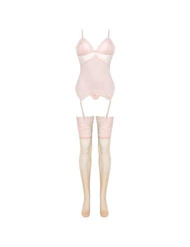 LIVCO CORSETTI FASHION - PERSINNE PEACH SET CORSET + PANTY + STOCKINGS