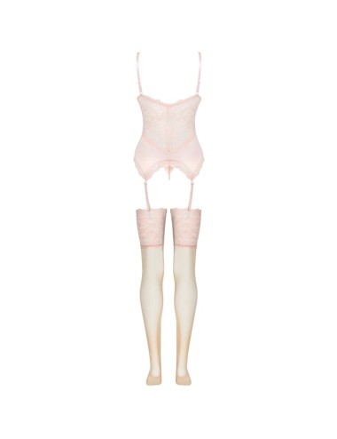 LIVCO CORSETTI FASHION - PERSINNE PEACH SET CORSET + PANTY + STOCKINGS