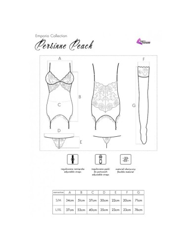 LIVCO CORSETTI FASHION - PERSINNE PEACH SET CORSET + PANTY + STOCKINGS
