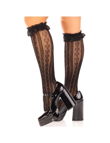LEG AVENUE - KNEE-HIGH SOCKS WITH RUFFLES BLACK