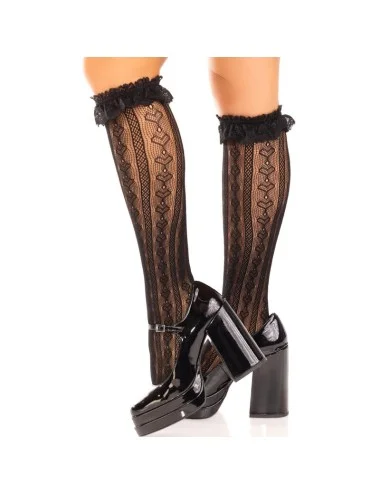 LEG AVENUE - KNEE-HIGH SOCKS WITH RUFFLES BLACK