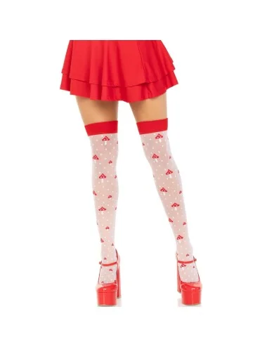 LEG AVENUE - MUSHROOM HIGH SOCKS RED/WHITE