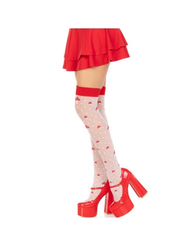 LEG AVENUE - MUSHROOM HIGH SOCKS RED/WHITE
